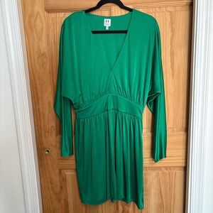 Halston Heritage Emerald V-Neck Dress